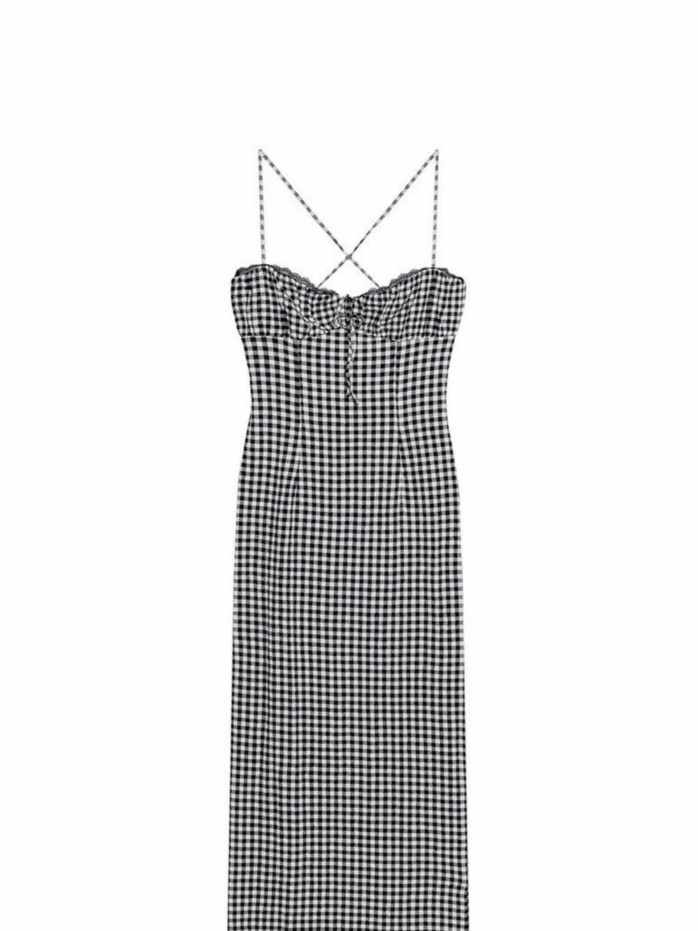 Zara Gingham Midi Dress in Black & White Size Medium
